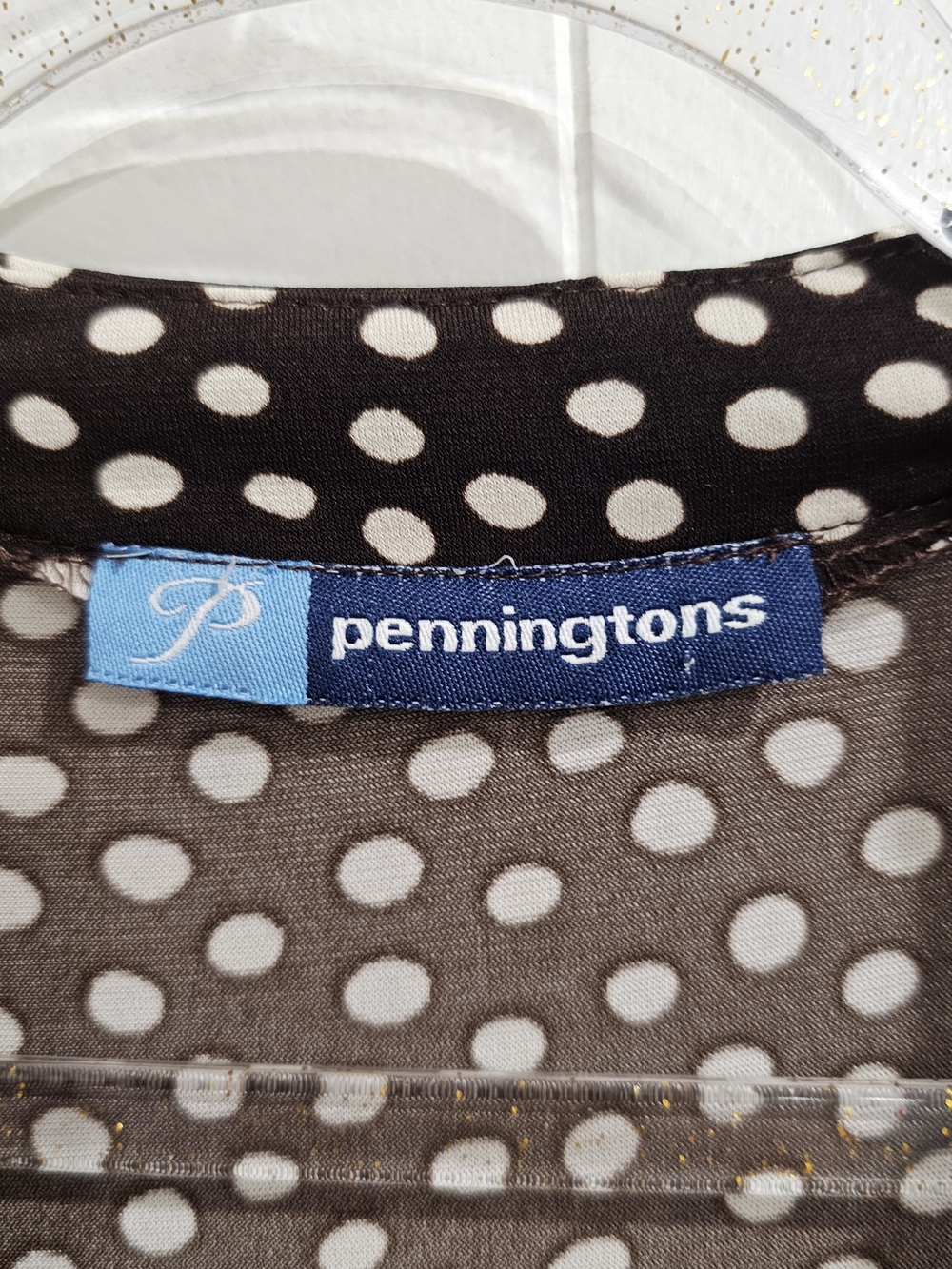 Penningtons Chocolate Brown Polka Dot Midi Dress Retro Pinup Cottagecore Office - Picture 5 of 11